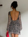 1980s Leopard Sheer Long-Sleeve Backless Dress - vintage dress, retro fashion