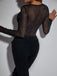 1980s Mesh Sheer Glitter Boned Long Sleeve Bodysuit - vintage fashion, retro style