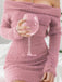 1980s Off-Shoulder Mohair Long Sleeves Dress - vintage dress, retro fashion