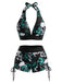 1980s Punk Halter Rock Skull Bikini Set - vintage swimsuit, pin-up swimwear for vintage lovers