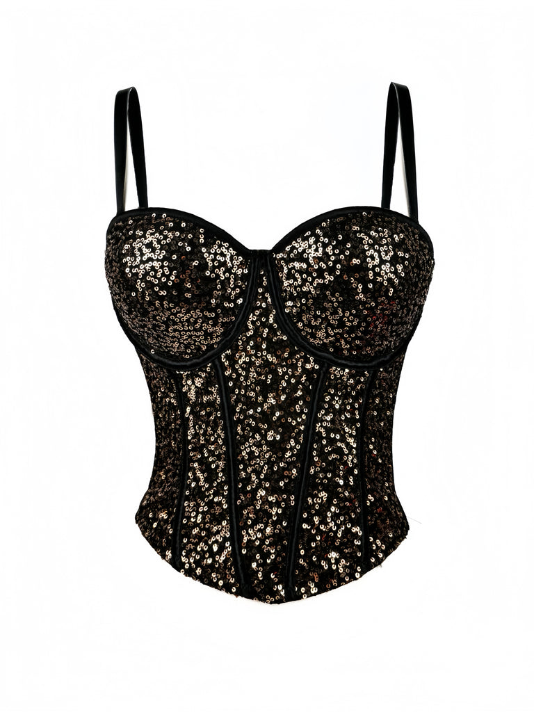 1980s Punk Sequin Boned Corset - vintage fashion, retro style