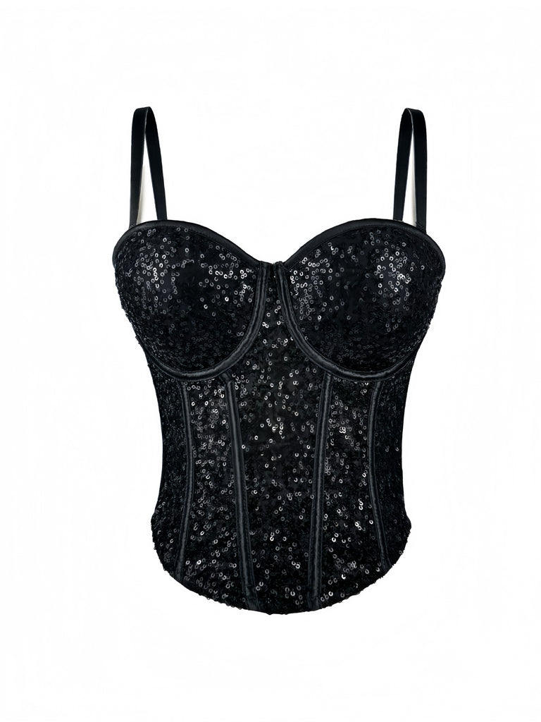 1980s Punk Sequin Boned Corset - vintage fashion, retro style