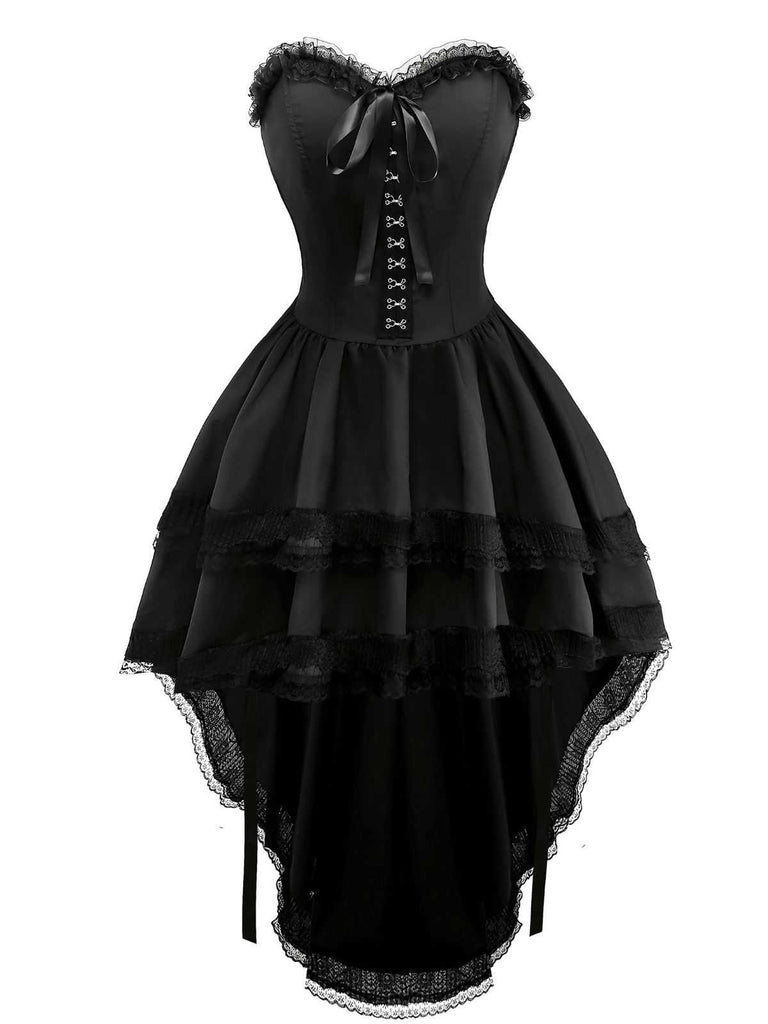 1980s Punk Strapless Lace Gothic Corset Dress - vintage dress, retro fashion