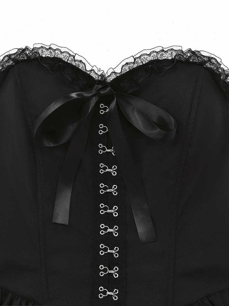 1980s Punk Strapless Lace Gothic Corset Dress - vintage dress, retro fashion
