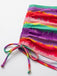 Rainbow 1980s Striped Backless Halter Bikini & High-Waist Shorts - vintage fashion, retro style