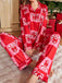 Red 1980s Christmas Checkerboard Candy Cane Pajama Set - vintage fashion, retro style, elegant red