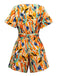 Multicolor 1980s V-Neck Abstract Print Belted Romper - vintage jumpsuit, retro fashion