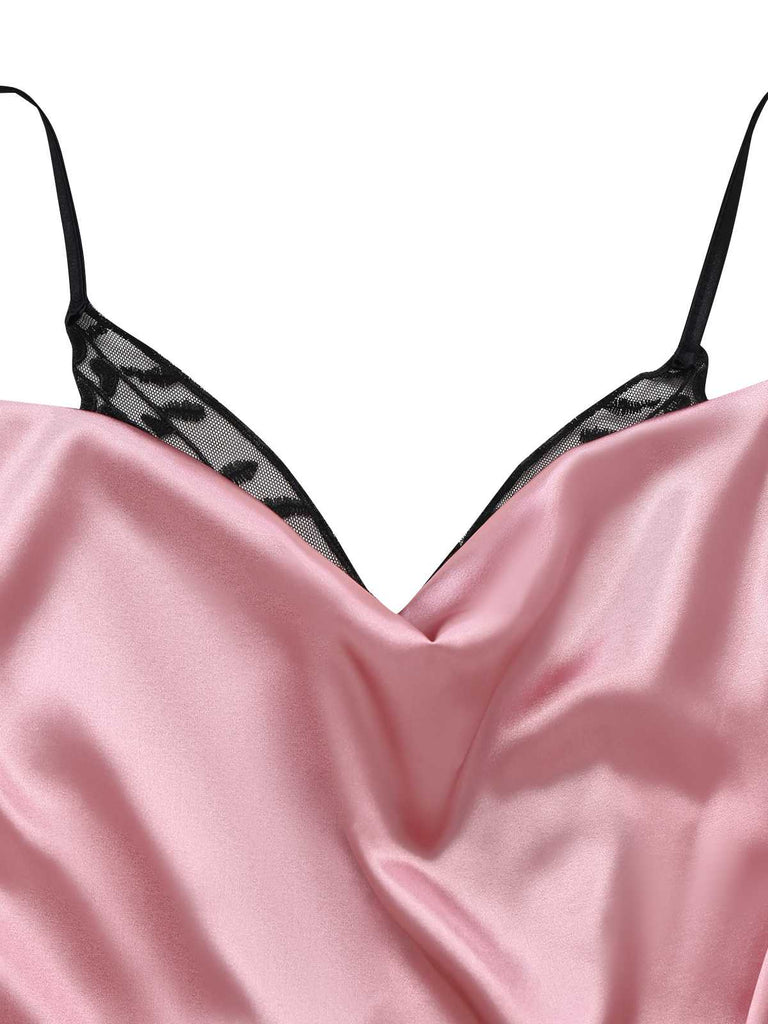 1980s Satin Slip Butterfly Lace Nightgown - vintage nightgown, retro sleepwear