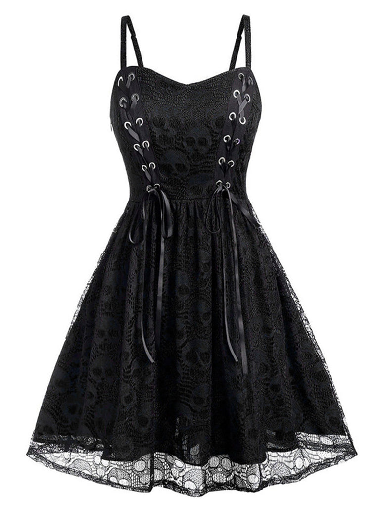 Wine Red 1980s Skull Pattern Gothic Style Dress, vintage dress, retro fashion - perfect for women who love vintage and retro fashion