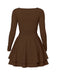 1980s Solid Fitted Square Neck Long Sleeve Dress - vintage dress, retro fashion