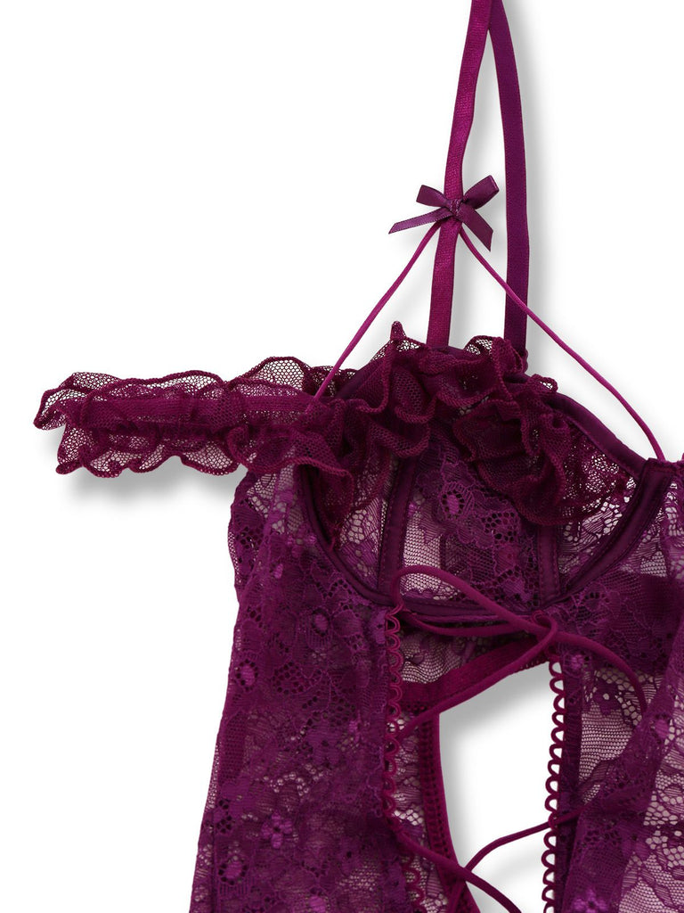 1980s Solid Lace Sheer Bodysuit Nighties - vintage fashion, retro style