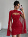 1980s Solid Pearl Chiffon Cape Bodycon Dress - vintage dress, retro fashion