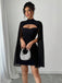 1980s Solid Pearl Chiffon Cape Bodycon Dress - vintage dress, retro fashion