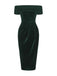 1980s Solid Velvet Off-Shoulder Midi Dress - vintage dress, retro fashion