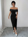 1980s Solid Velvet Off-Shoulder Midi Dress - vintage dress, retro fashion
