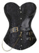 1980s Steampunk Leather Jacquard Floral Strapless Corset - vintage fashion, retro style