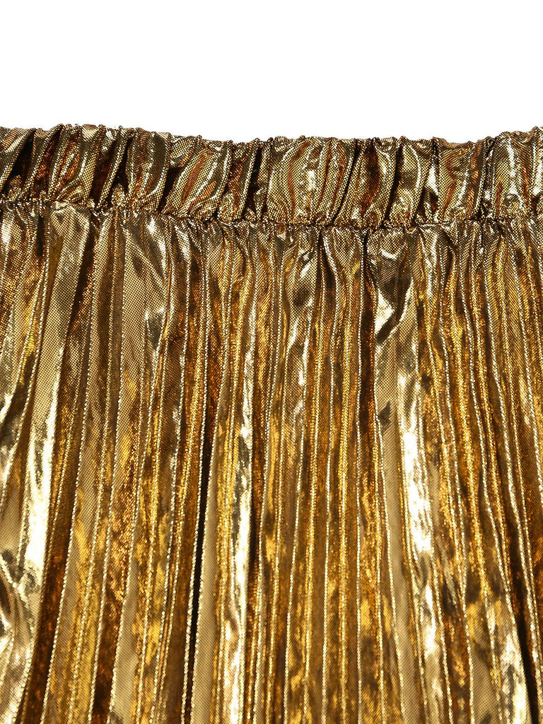 2PCS Gold 1980s Sequined 3D Floral Swimsuit & Cover-Up - vintage swimsuit, pin-up style, glamorous gold