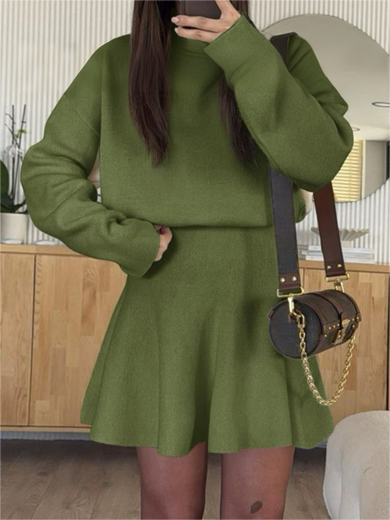 1980s Turtleneck Solid Long Sleeve Sweater Dress - vintage dress, retro fashion
