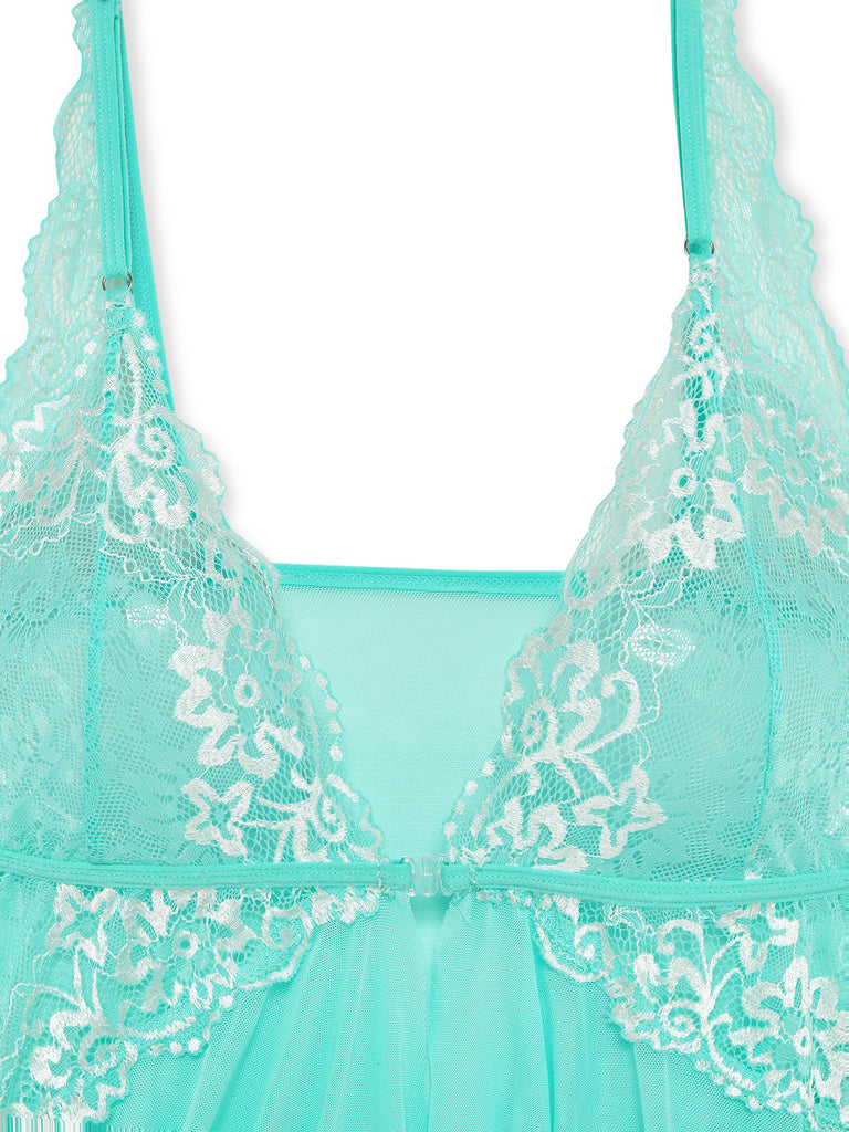 1980s Lace Mesh Sleepwear Classic Nightgown 6