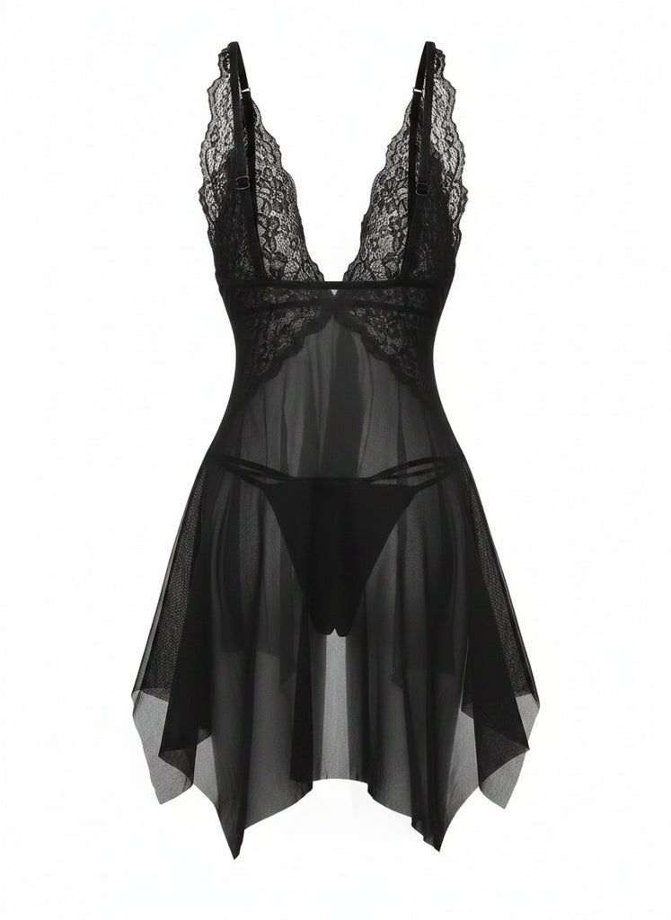 1980s Lace Mesh Sleepwear Classic Nightgown 2