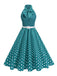 1950s Bow Tie Neck Polka Dot Belted Dress