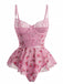 Pink 1930s Slip Roses Bow Lace Sleepwear