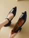 Vintage Bow Strap Point Toe Chunky Heels