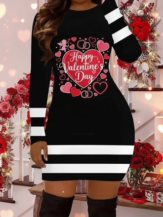 Black 1960s Valentine's Day Heart Knit Dress