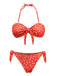 1970s Polka Dot Tie-Front Strapless Bikini Set