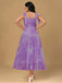 Lavender 1930s Floral Lace-Up Mesh Dress