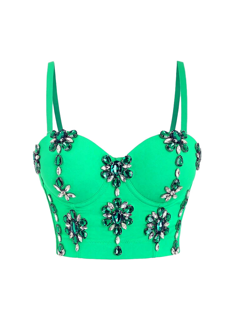 1970s Slip Crystal Cropped Bustier Top