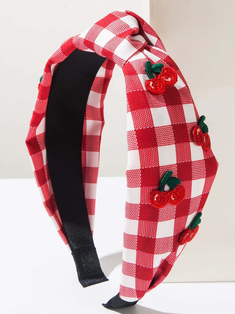 Fruit Gingham Plaid Retro Bow Headband