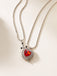 2PCS Vintage Rhinestone Heart-Shaped Ruby & Sword Necklace