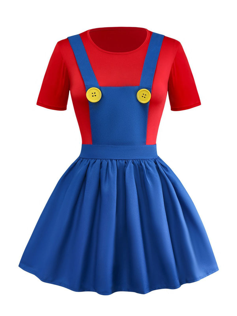 1970s Mario Suspender Dress Set with Hat