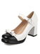 Round Toe Colorblock Patent Leather High Heels