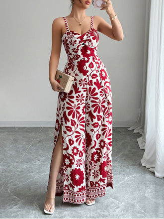 1970s Floral Boho Style Suspender Jumpsuit