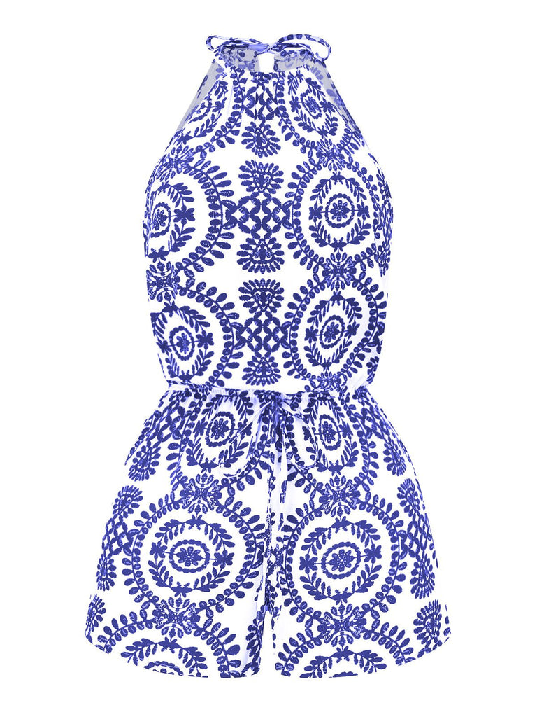 1970s Boho Irregular Print Romper