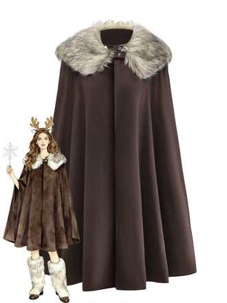 1960s Lapel Faux Fur Collar Cloak Coat