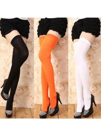 1950s Solid Color Thigh-High Socks