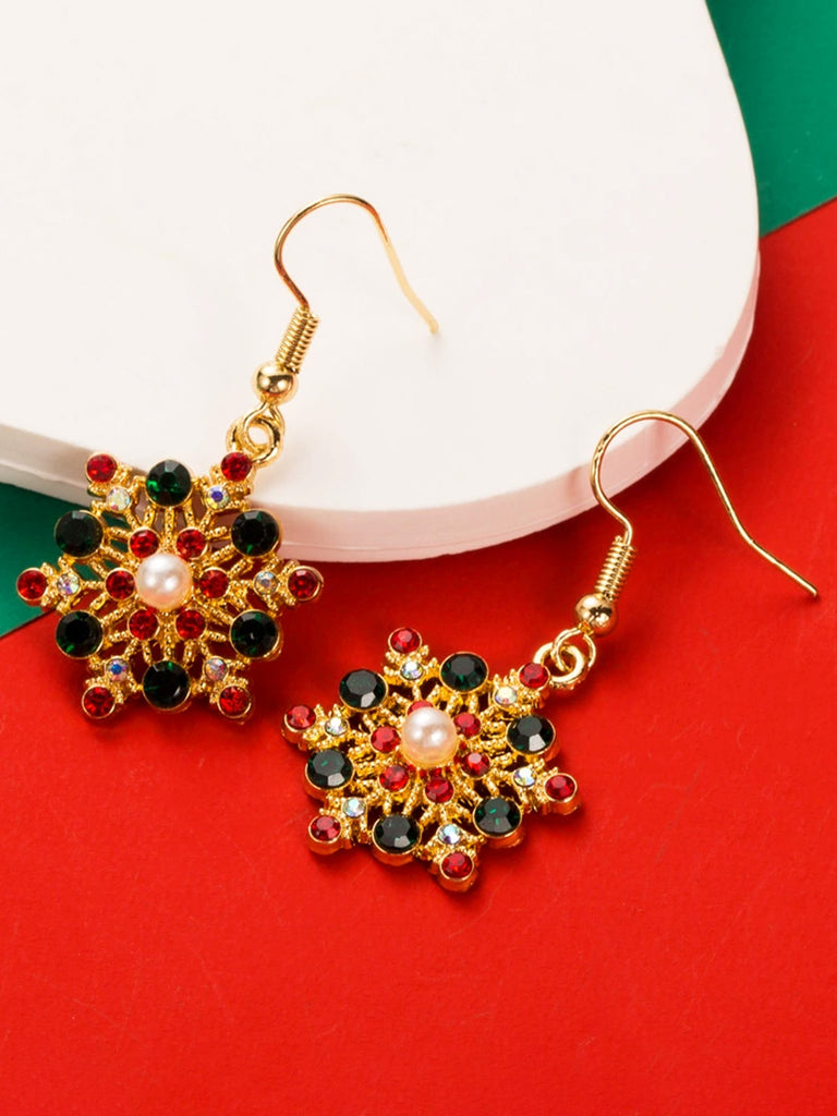 Christmas Hat & Snowflake Rhinestone Earrings