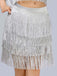 1920s Fringe Solid Elastic Waist Skirt