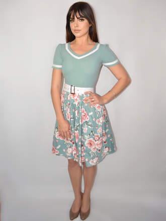 1950s Floral Patchwork Swing Dress