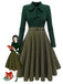 Dark Green 1950s Plaid Knitting Dress