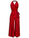 1960s Halter Colorblock Floral Sleeveless Jumpsuit