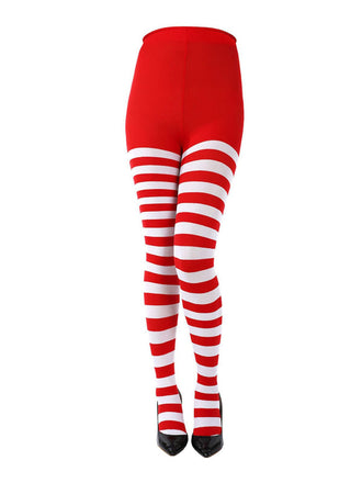 Vintage Striped High-Waisted Christmas Pantyhose