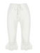 White 1950s Ruffled Lace Hem Cropped Pants