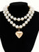 Vintage Pearl Heart Pendant Necklace