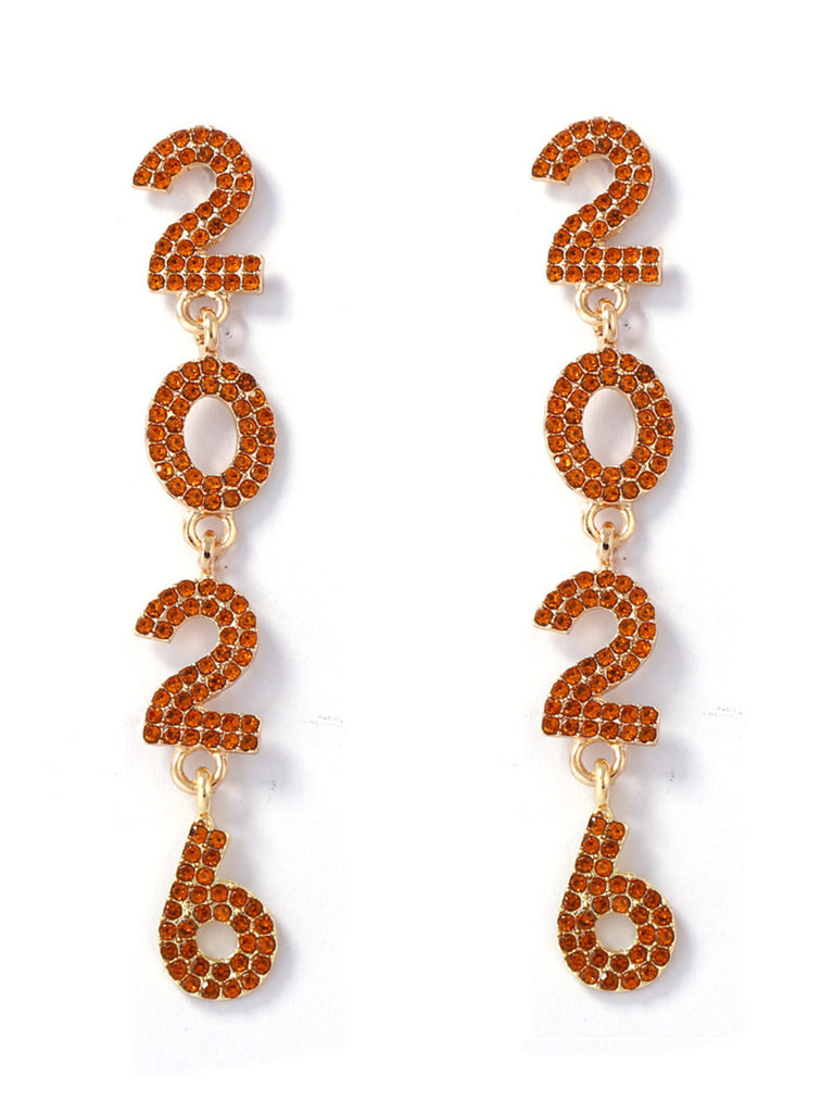 Rhinestone 2026 Colorful New Year's Drop Dangle Earrings