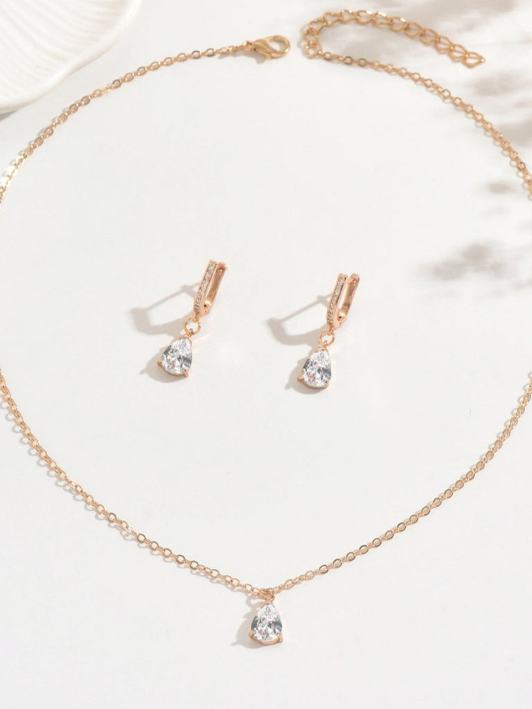 Gold Drop Earrings & Necklace Set