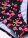 Black 1940s Ditsy Floral Lace-Up Tankini Set